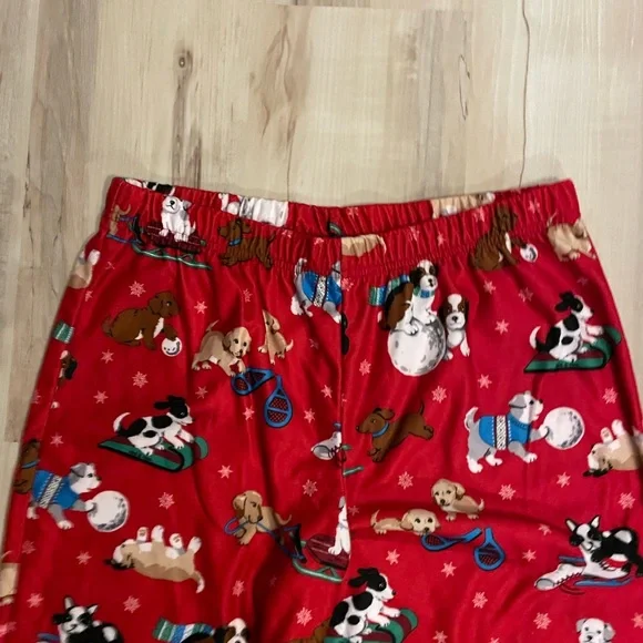 Nick & Nora Puppy Snowflake Flannel Pajamas Youth Size XL 16-18 Women's S-M